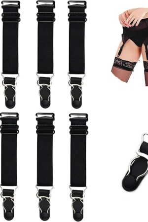 Elastic Straight Style Suspender Garter Belts Corset Holders Stockings Fastener Leg Harness Lingerie Womens 8 Pcs Black