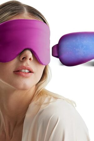 Cooling Eye Mask for Puffy Eyes - FSA HSA Eligible, Cold Compress for Migraines Headache and Puffiness, Relaxation Gifts for Women, Gel Sleep Mask for Dark Circles, Reusable Face Ice Pack(Purple)