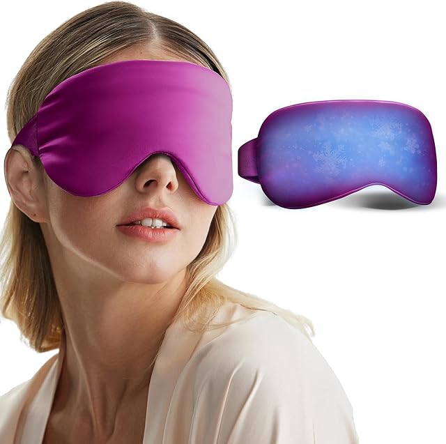 Cooling Eye Mask for Puffy Eyes - FSA HSA Eligible, Cold Compress for Migraines Headache and Puffiness, Relaxation Gifts for Women, Gel Sleep Mask for Dark Circles, Reusable Face Ice Pack(Purple)