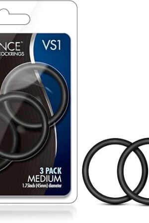 Blush Novelties - Blush Performance VS1 - Puria Silicone Penis Ring, Stretchy & Durable Erection Enhancing C-Rings Set, Can Use with Strap On - 3 Pack Male Enhancer Cock Band - Adult Sex Toys - Black