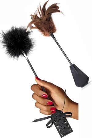 Feather Tickler Crop 16 inch - French Tickler Whip Feather - Faux Feather Tickler for Play - Feather Tickler Cosplay Show