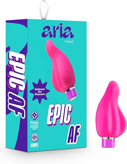 Blush Novelties Aria Epic AF Silicone Vibrator - RumbleTech 10 Vibration Settings, Waterproof, Curved for Clitoral Stimulation, USB Rechargeable - Vibrator for Female's Pleasure - Sex Toy for Women