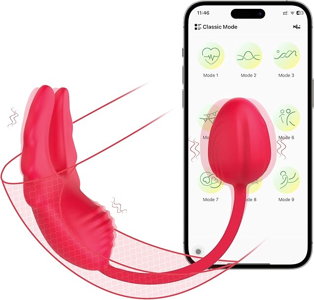 APP Remote Control Vibrator,Wearable G-spot Clit Dual Stimulation Vibrators,Womens Adult Sex Toys with 9 Vibration Modes,Wearable Panty Mini Discreet Butterfly Vibrator for Couples