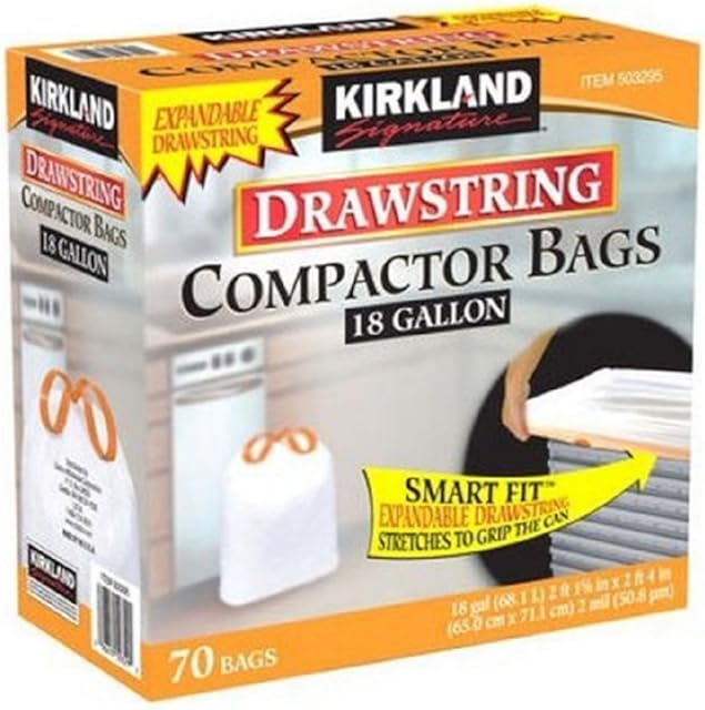 Watchy Shop Compactor Bags 18 Gallon Smart Fit Gripping Drawstring 70 ct,Thickness: 20 mil,Dimensions: 25625" x 28"