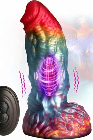Vibrating Dildo Fantasy Rainbow Silicone Monster Cock Vibrator Penis Adult Sex Toys Dragon Vaginal and Anal Play for Women [Made in USA]