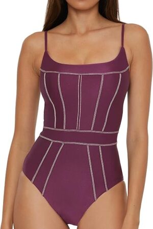 Women's Standard Color Sheen One Piece Swimsuit, Sexy Satin, Bathing Suits
