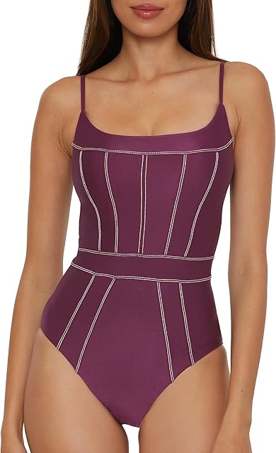 Women's Standard Color Sheen One Piece Swimsuit, Sexy Satin, Bathing Suits
