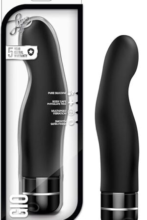 Blush Novelties Gio - 8 Inch G-Spot Vibrator with Deep Rumbly Vibrations - Platinum Cured Puria Silicone - IPX7 Waterproof - Ultrasilk Smooth Sensual Feel - Adult Sex Toy for Women Couples - Black
