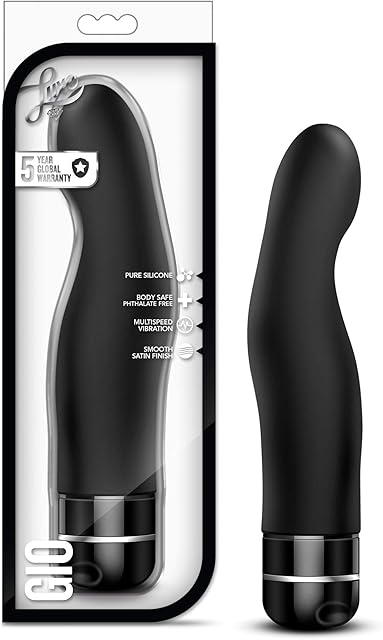 Blush Novelties Gio - 8 Inch G-Spot Vibrator with Deep Rumbly Vibrations - Platinum Cured Puria Silicone - IPX7 Waterproof - Ultrasilk Smooth Sensual Feel - Adult Sex Toy for Women Couples - Black