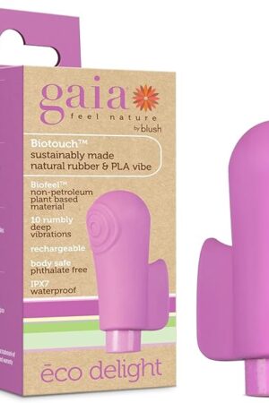 Blush Gaia Eco Delight 3.25" Natural Rubber Vagina & Anal Mini Vibrator, BioTouch & BioFeel - RumboTech 10 Powerful Intimate Lover Zones Stimulation - Adult Sex Toy for Women & Couples - (Purple)
