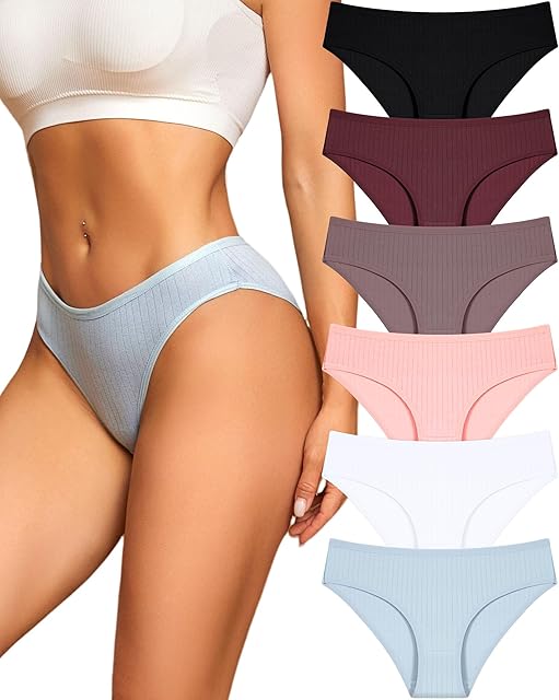 Cotton Underwear for Women Sexy Low Rise Ribbed Hipster Breathable Soft Womens Bikini Panties Cheeky S-XXXL