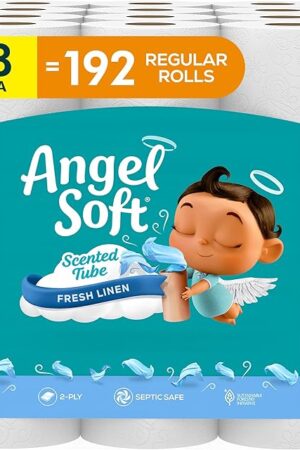 Angel Soft Toilet Paper with Fresh Linen Scented Tube, 48 Mega Rolls = 192 Regular Rolls, Soft and Strong Toilet Tissue