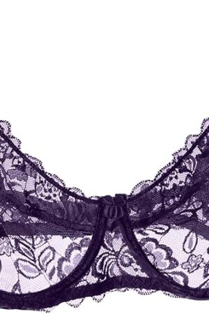 Women's Sexy Lace Bra Demi Sheer Mesh Balconette See Through Bralette Unlined Underwire Spaghetti Strap Sleep Bras