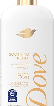 Dove Fragrance Free Body Wash Soothing Relief Moisturizes eczema-prone skin 5% nourishing serum with colloidal oatmeal 18.5 oz