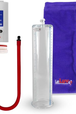 LeLuv Premium iPump Smart LCD Penis Pump, White w/ 12" x 2.875" Untapered Clear Acrylic Round-Flange Cylinder