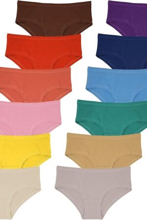 Women's 12 Pack Cotton Spandex Flexible Fit Hipster Panties