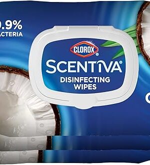 Clorox Scentiva Disinfecting Wipes, Coconut and Waterlily, 75 Count, Pack of 3 (Package May Vary)