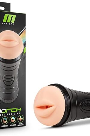 Blush Novelties M for Men - The Torch Luscious Lips - Ultra Soft Male Masturbator Cup - Grips You While You Stroke It Tight BJ Lips - Ribbed and Textured to Intensify Orgasm - Removeable Sleeve Men