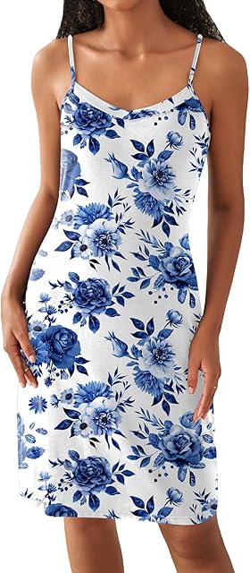 Women Full Slips Sexy Chemise Nightgown V Neck Straight Dress Nightwear S-4XL