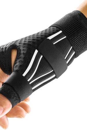 FREETOO Ergonomical Thumb Brace Support Right Hand or Left Hand for Arthritis Pain and Support, Thumb Spica Splint for Trigger Thumb, Thumb Stabilizer for Tendonitis, Sprain (S/M White/Black)