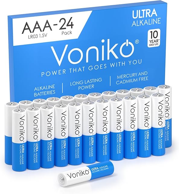 Voniko - Premium Grade AAA Batteries - 24 Pack - Alkaline Triple A Battery - Ultra Long-Lasting, Leakproof 15v Batteries - 10-Year Shelf Life