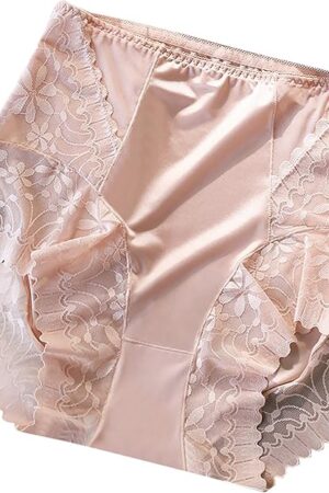Womens Underwear High Waist Lace Sexy Butt Lift Ice Silk Satin Seamless Panties Cozy Lightweight Breathable Briefs
