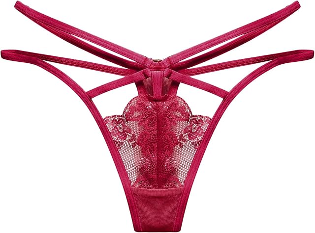 Women Sexy Pants Lace Ladies Briefs Thong Underwear Panties Thong Tights for Women Lingerie (Wine, One Size)