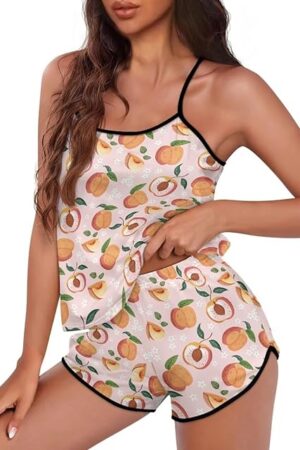 Women's Pajama Set Cami Top Summer Sleepwear Camisole Lingerie Nightwear Sexy Two Piece Pjs Sets with Shorts