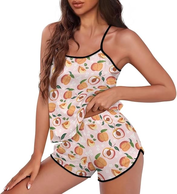 Women's Pajama Set Cami Top Summer Sleepwear Camisole Lingerie Nightwear Sexy Two Piece Pjs Sets with Shorts