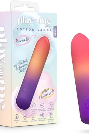 Blush Play with Me?Cotton Candy 4 Inch Bullet Pocket Vibrator?10 Vibration Modes for Nipple Clitoral & G-Spot Pleasure?Body-Safe Liquid Silicone?USB Rechargeable & Waterproof?Sex Toy for Women