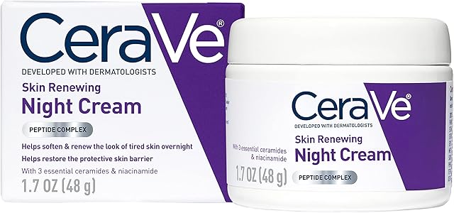 CeraVe Skin Renewing Night Cream, Niacinamide, Peptide Complex, and Hyaluronic Acid Moisturizer for Face, 17 Ounce, Packaging may Vary