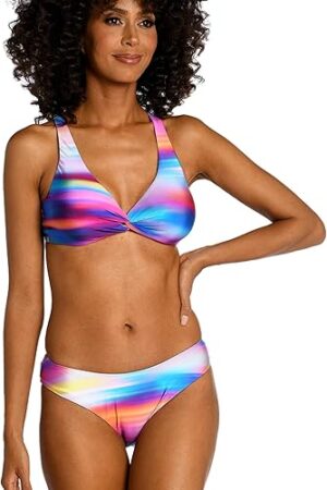 Women's Standard Over The Shoulder Underwire Wrap Bikini Swimsuit Top
