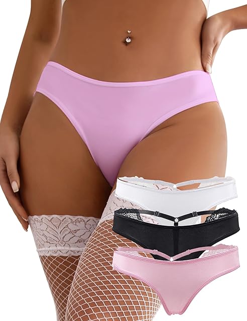 Cheeky Lace Underwear for Women Plus Size Breathable Women's Briefs Adjustable Sexy Thongs Panties