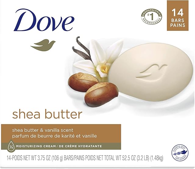 Dove Beauty Bar Gentle Skin Cleanser Moisturizing For Gentle Soft Skin Care Shea Butter More Moisturizing Than Bar Soap 375 oz 14 Bars