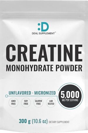 Instant Creatine Monohydrate Powder, 5g Per Serving ? 60 Servings | Micronized, Unflavored, Fast Absorbing Formula | Supports Strength, Power & High-Intensity Training | Vegan, Keto, Non-GMO