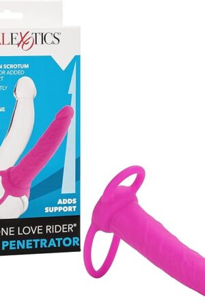 CalExotics Silicone Love Rider Dual Penetrator Strap on Dildo, Pink, SE-1515-10-3