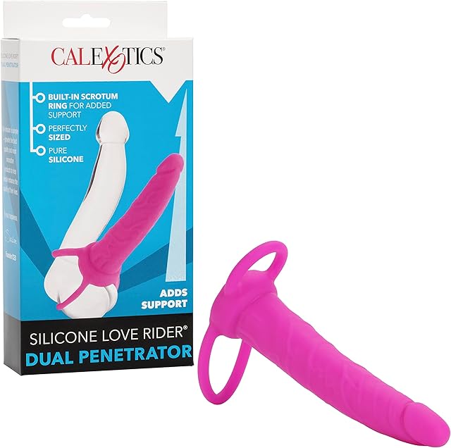 CalExotics Silicone Love Rider Dual Penetrator Strap on Dildo, Pink, SE-1515-10-3