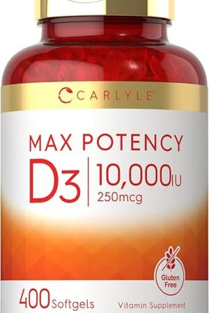 Carlyle Vitamin D 10000IU | 400 Softgels | Max Potency | as Cholecalciferol | Non-GMO & Gluten Free Supplement