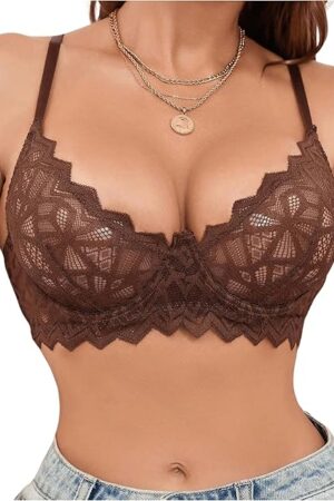 Women's Push Up Underwire Bras Sexy Lace Trim See Through Bralettes