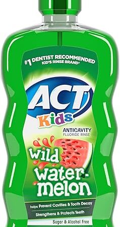 ACT Kids Anticavity Fluoride Rinse Wild Watermelon 16.9 fl. oz. Accurate Dosing Cup, Alcohol Free