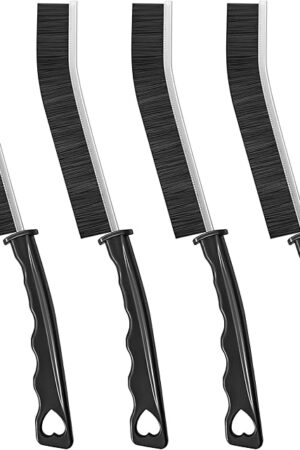 4TH Multi-Purpose Hard Bristle Crevice Cleaning Brush -Deep Reach Gap Cleaning Tool for Household Use -Versatile, Durable, Thin Brush to Clean Tight Spaces -4 Pcs, Black