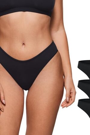 Women's Inbarely Soft Underwear - Cheeky Bikini High Cut Tagless Sexy Stretch Breathable Womens Panties 3 Pack