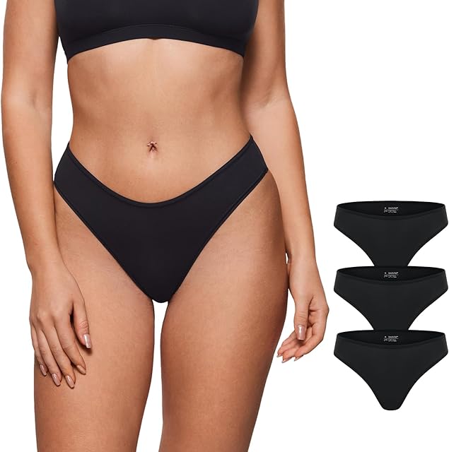 Women's Inbarely Soft Underwear - Cheeky Bikini High Cut Tagless Sexy Stretch Breathable Womens Panties 3 Pack