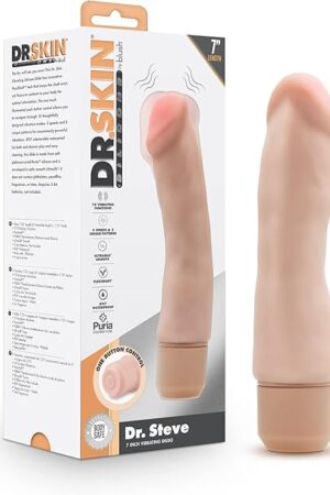 Blush Novelties Dr. Skin - 7 Inch Silicone Vibrating Dildo | Flexible Shaft Flexishaft | 10 Vibration Modes | Realistic G-Spot & P-Spot Stimulator | IPX7 Waterproof | Adult Sex Toy for Women & Men