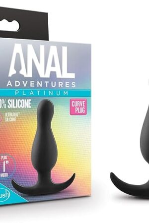 Blush Novelties Anal Adventures Platinum Curve Plug Silicone Prostate Plug - Design Keeps Product Securely in Place - Base for Safety, Comfort & Wearability - Beginners Satin Smooth Sex Toy