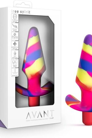 Blush Avant Free Spirit 5" Vibrating Silicone Butt Plug, Scarlet Ultrasilk Anal Trainer - 10 Modes, AnchorTech StayPut Base, IPX7 - Beginner-Friendly Bum Plug Adult Sex Toy for Women, Men & Couples