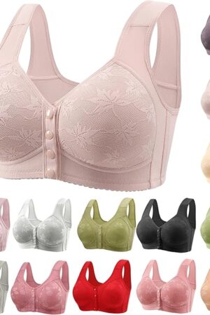 Daisy Bras for Women Front Button Closure Everyday Sleep Bra Wireless Full Coverage Soft Breathable Plus Size Bralette