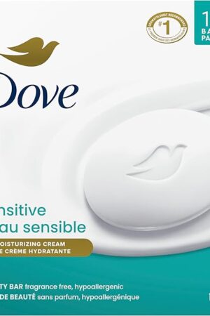 Dove Beauty Bar Soap 12 Bars Sensitive, for Sensitive Skin, Fragrance Free and Hypoallergenic 3.75 oz