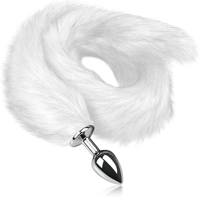 FST Metal Anal Butt Plug 307IN Super Long Tail Butt Plug Arctic Fox Tail Plug for Cosplay Adult Games SM Anal Sex Toys for Begainners Women Men Couples (S)