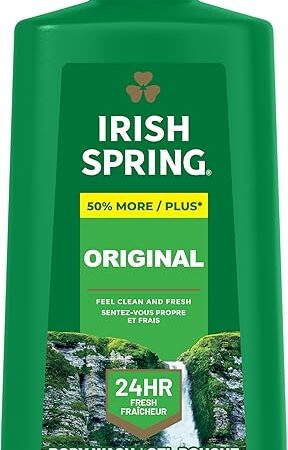 Irish Spring Original Moisturizing Body Wash for Men, 24-Hour Fresh, Face and Body Wash, Biodegradable Ingredients, Paraben Free, Cool Fresh Scent, 30 fl oz Pump Bottle